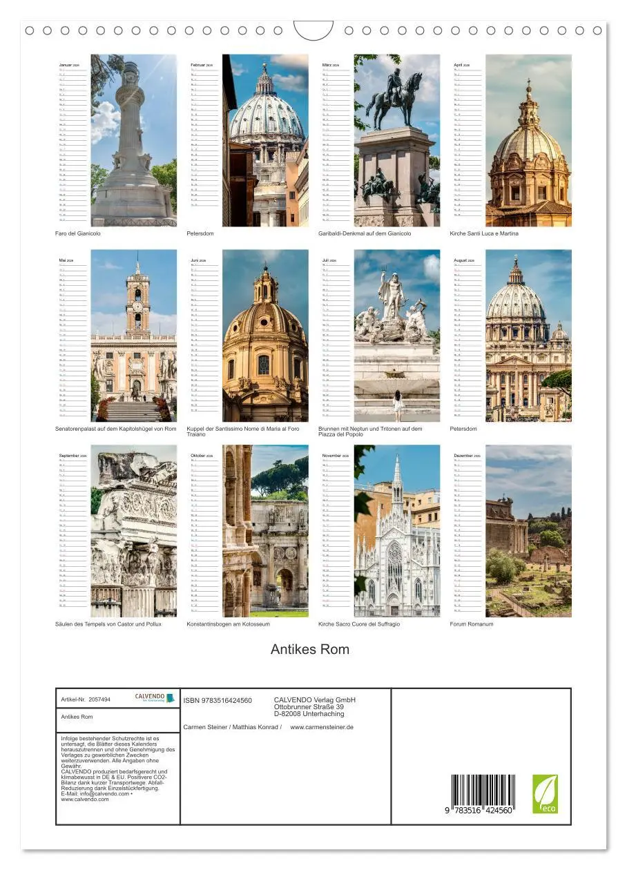 Bild: 9783516424560 | Antikes Rom (Wandkalender 2026 DIN A3 hoch), CALVENDO Monatskalender