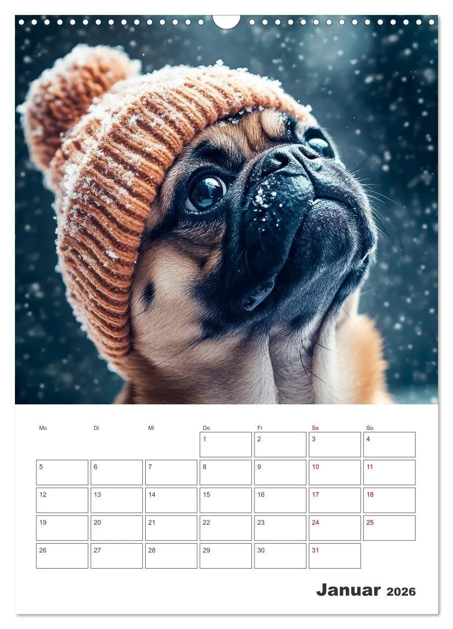 Bild: 9783516594560 | MOPS Pfotenglück in Faltenform (Wandkalender 2026 DIN A3 hoch),...