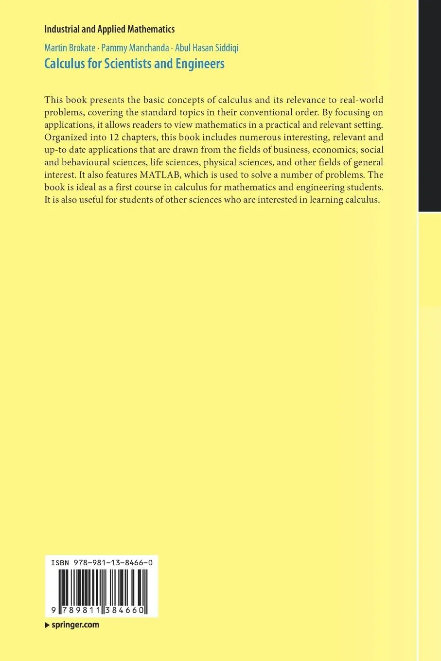 Rückseite: 9789811384660 | Calculus for Scientists and Engineers | Martin Brokate (u. a.) | Buch