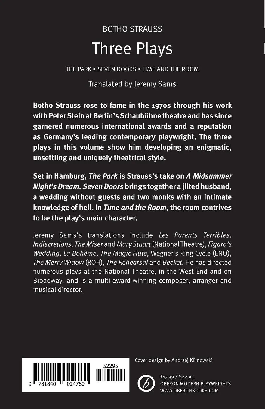 Rückseite: 9781840024760 | Botho Strauss | Three Plays: The Park/Seven Doors/Time and the Room