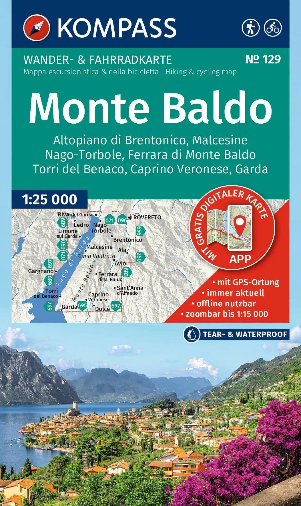 Cover: 9783991544760 | KOMPASS Wanderkarte 129 Monte Baldo, Malcesine, Nago-Torbole, Garda...