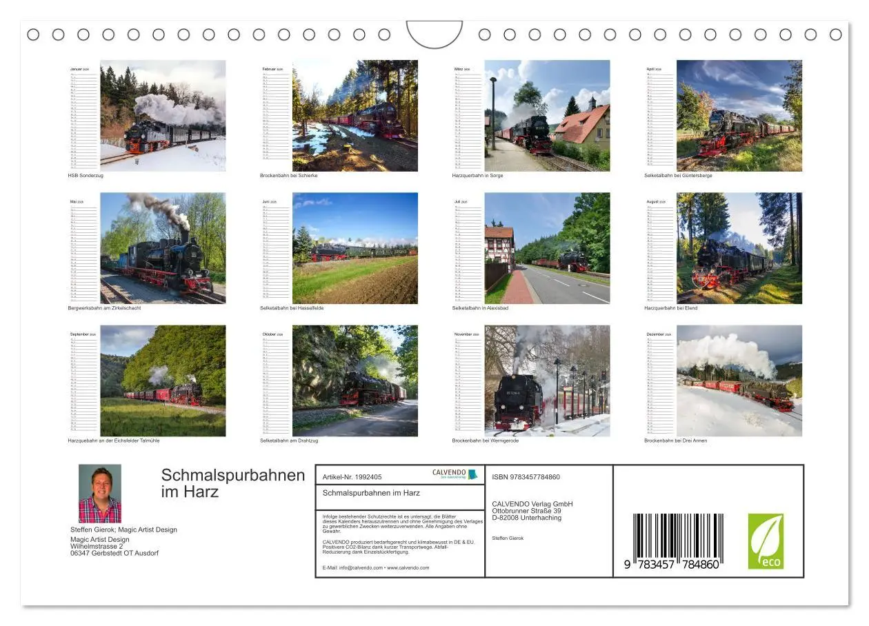 Bild: 9783457784860 | Schmalspurbahnen im Harz (Wandkalender 2026 DIN A4 quer), CALVENDO...