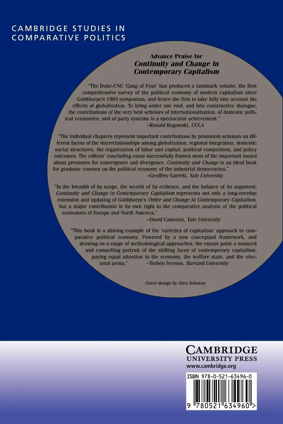 Rückseite: 9780521634960 | Continuity and Change in Contemporary Capitalism | Kitschelt (u. a.)