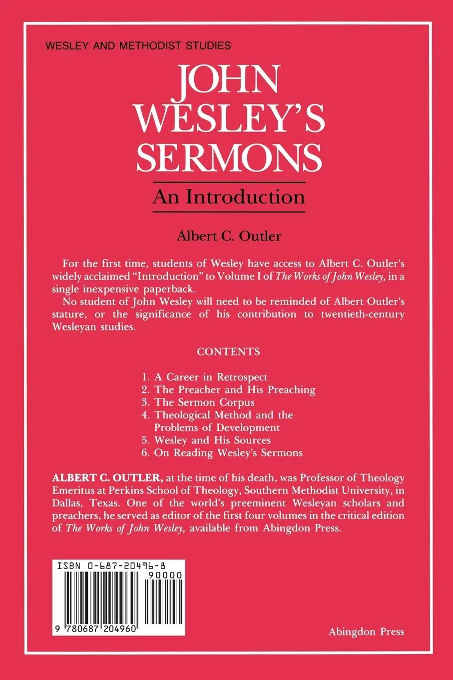 Rückseite: 9780687204960 | John Wesley's Sermons | An Introduction | Albert Cook Outler | Buch