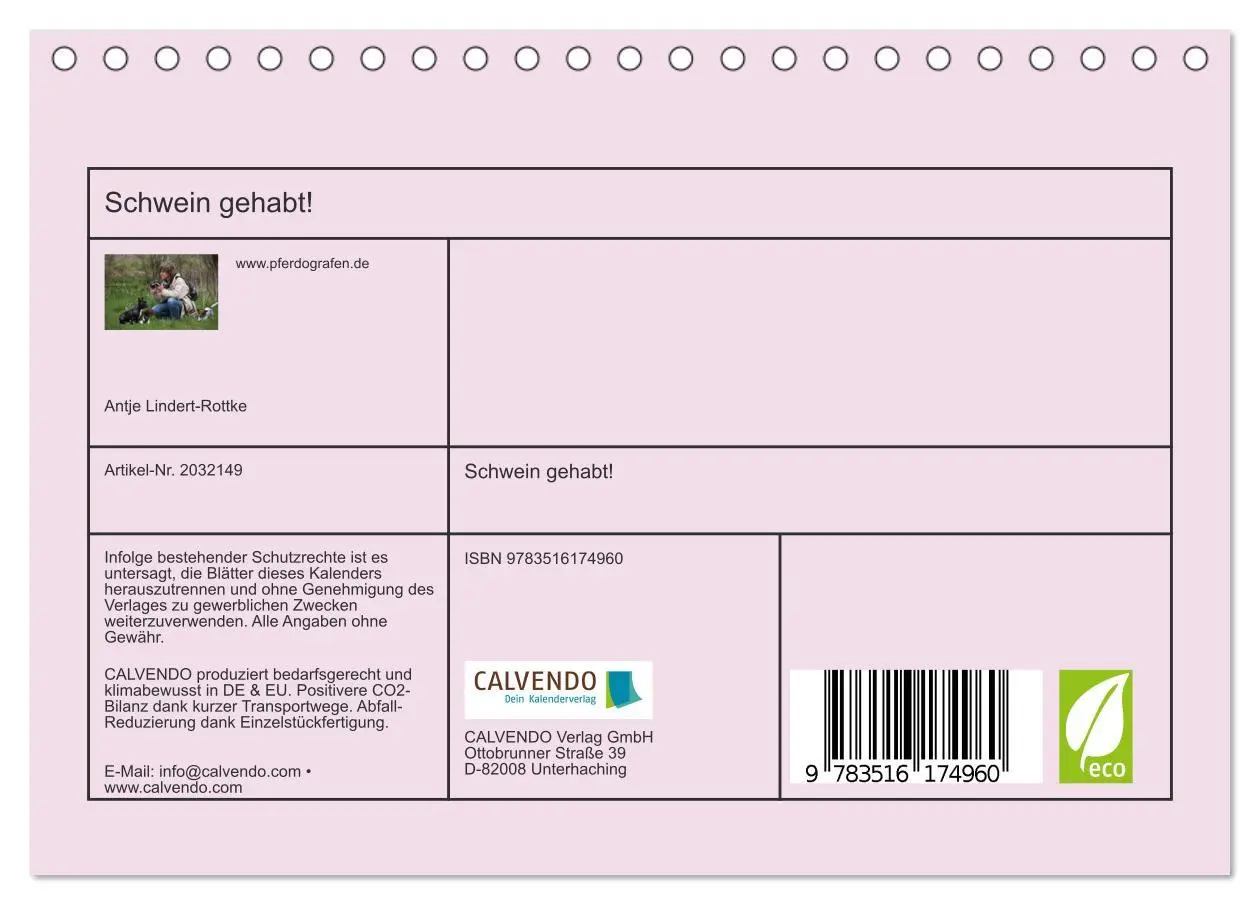 Bild: 9783516174960 | Schwein gehabt! (Tischkalender 2026 DIN A5 quer), CALVENDO...