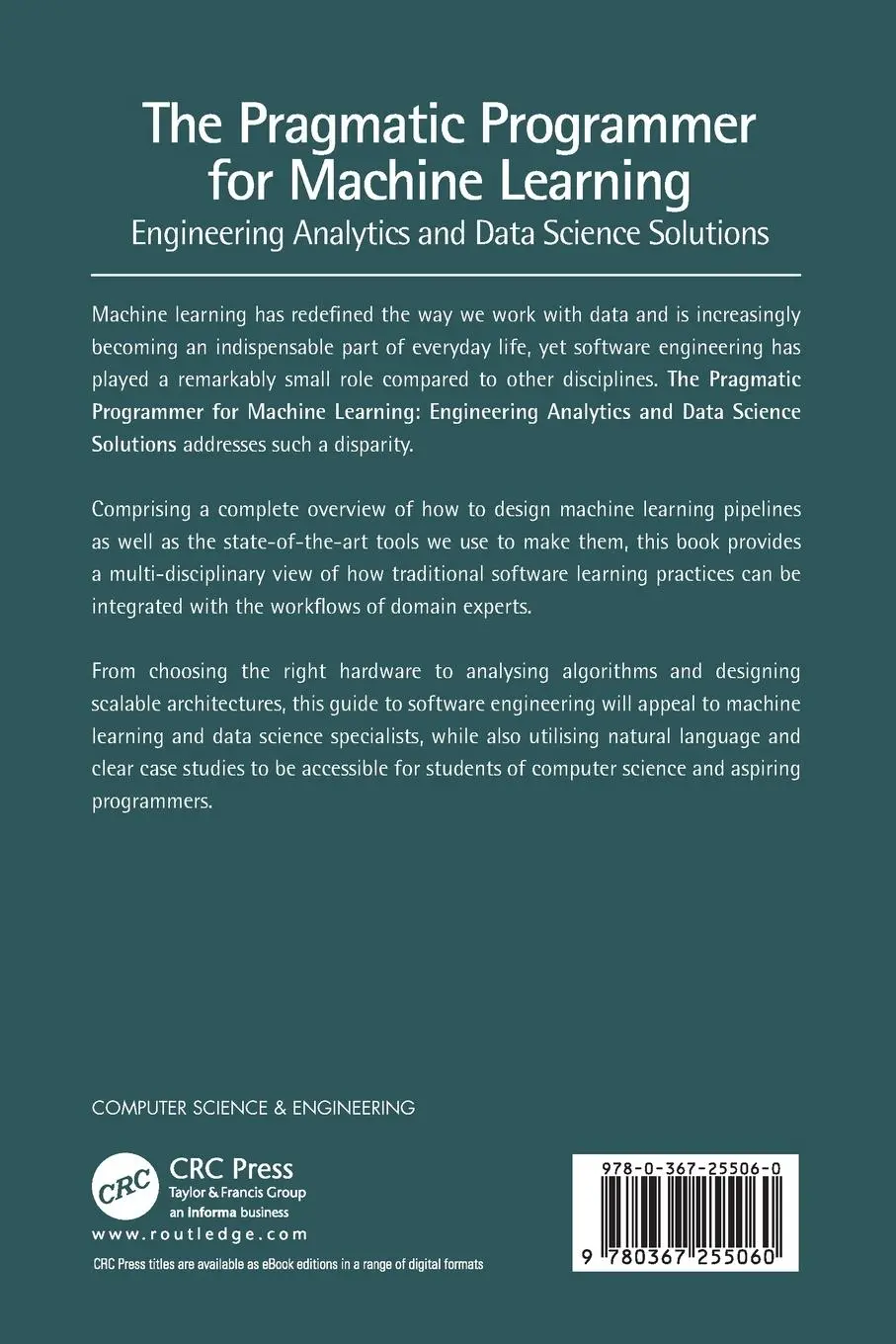 Rückseite: 9780367255060 | The Pragmatic Programmer for Machine Learning | Marco Scutari (u. a.)