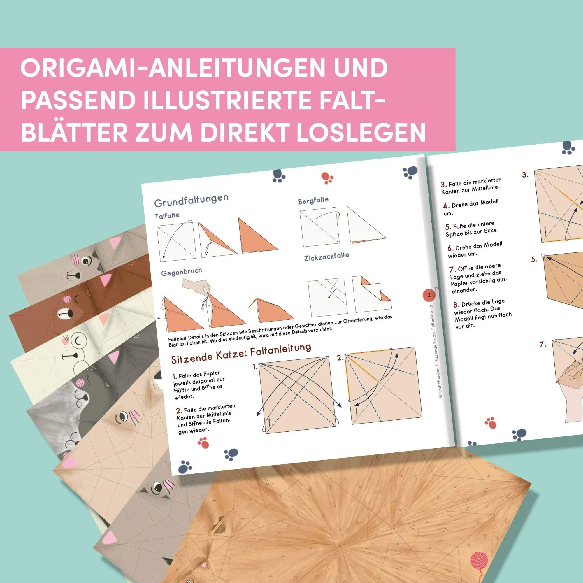 Bild: 9783735855060 | OrigaMIAU. Niedliche Papiertiger zum Falten. Origamiblock mit...