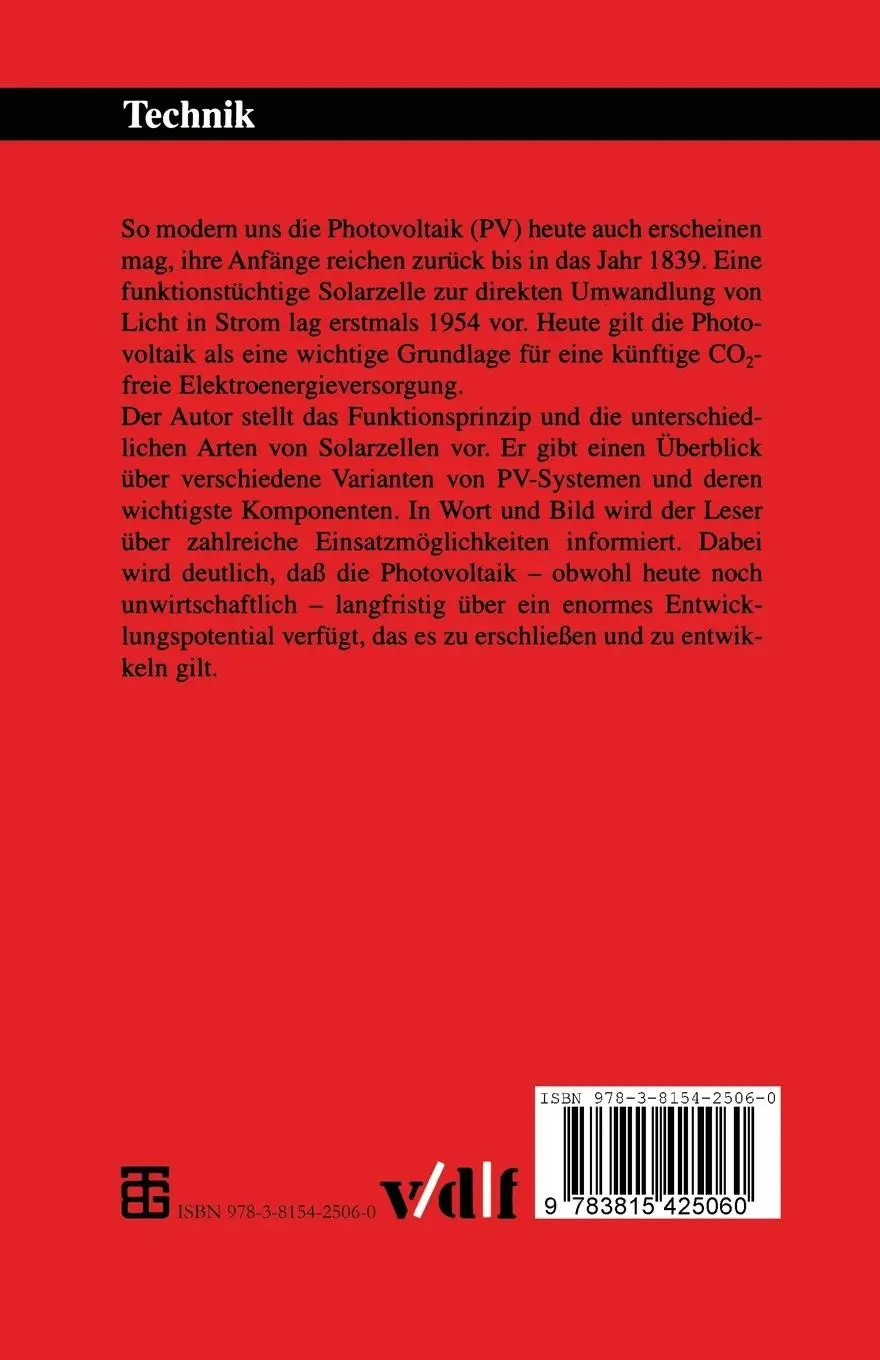 Rückseite: 9783815425060 | Photovoltaik ¿ Strom aus Licht | Volker U. Hoffmann | Taschenbuch