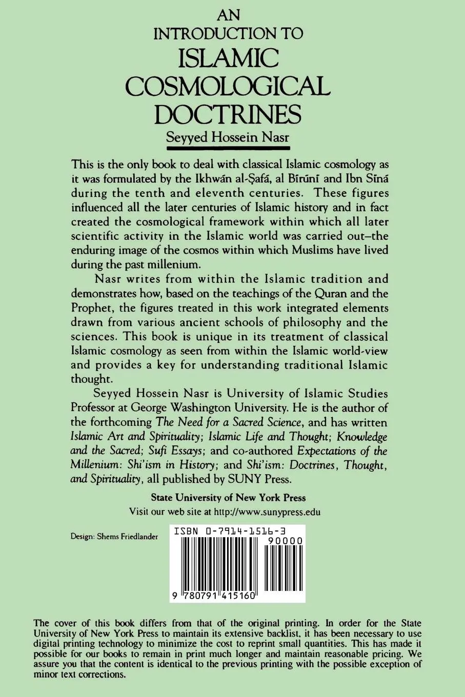 Rückseite: 9780791415160 | An Introduction to Islamic Cosmological Doctrines | Nasr | Taschenbuch
