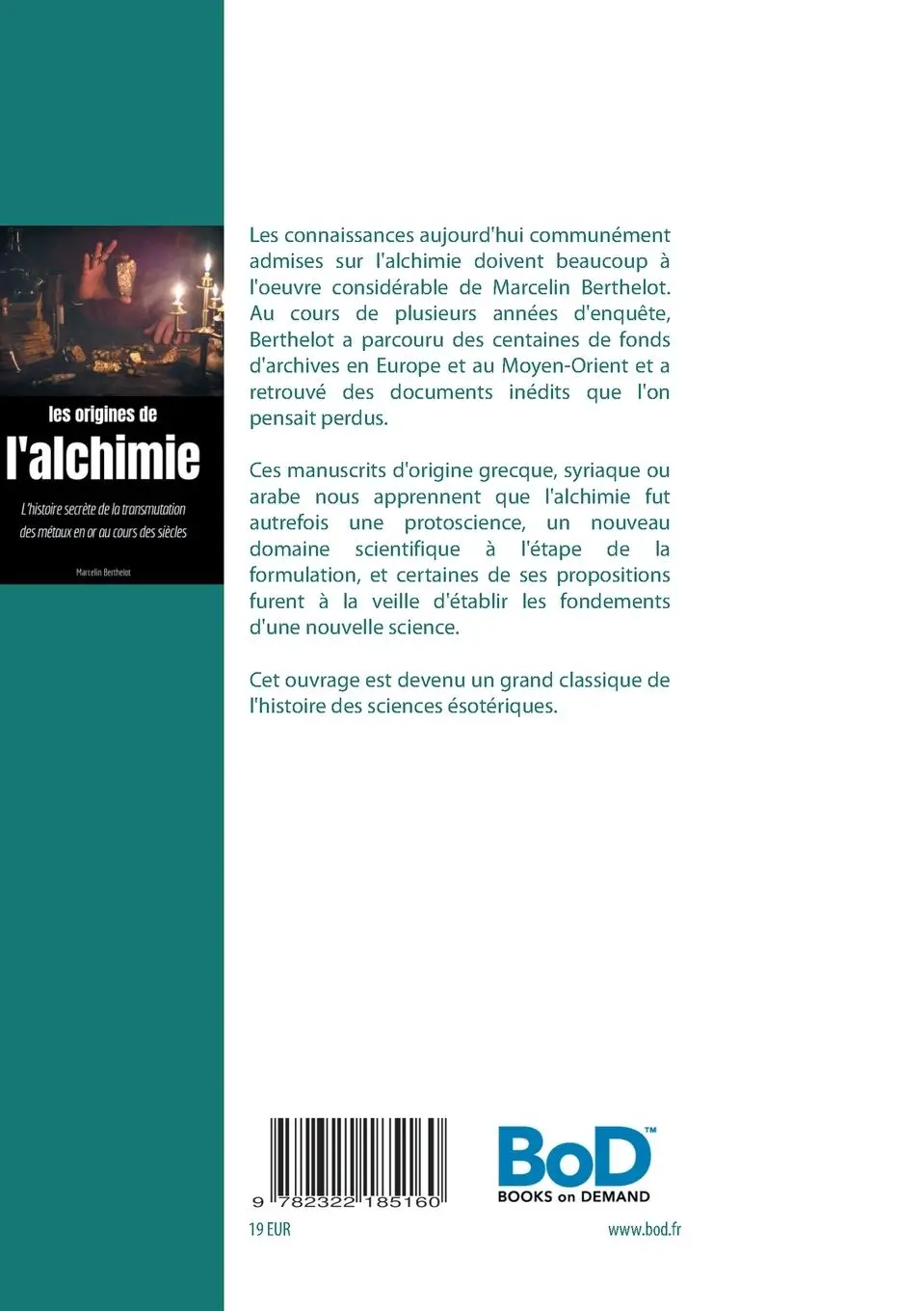 Rückseite: 9782322185160 | Les origines de l'alchimie | Marcelin Berthelot | Taschenbuch | 240 S.