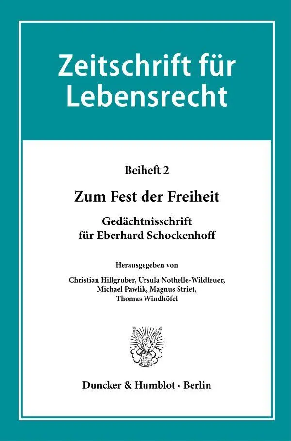 Cover: 9783428185160 | Zum Fest der Freiheit | Gedächtnisschrift für Eberhard Schockenhoff