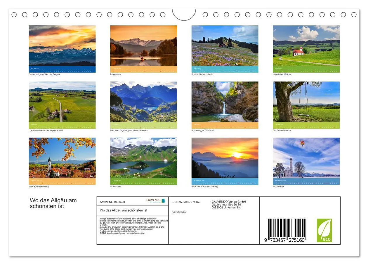 Bild: 9783457275160 | Wo das Allgäu am schönsten ist (Wandkalender 2026 DIN A4 quer),...