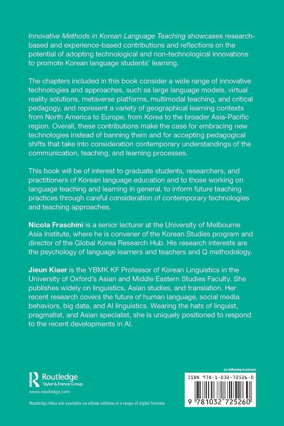 Rückseite: 9781032725260 | Innovative Methods in Korean Language Teaching | Jieun Kiaer (u. a.)