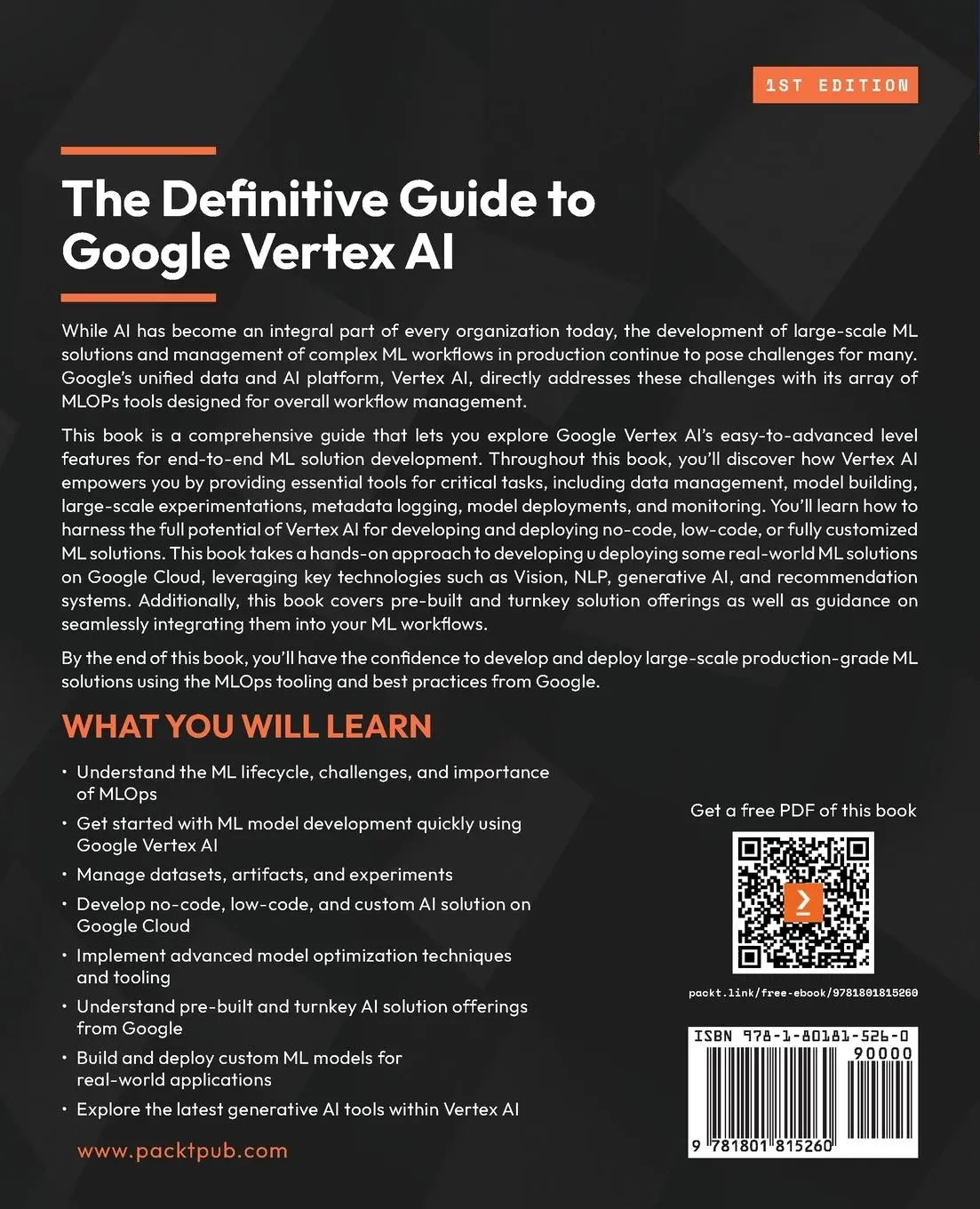 Rückseite: 9781801815260 | The Definitive Guide to Google Vertex AI | Jasmeet Bhatia (u. a.)