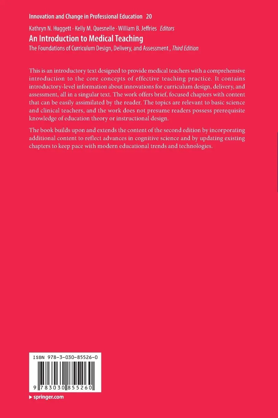 Rückseite: 9783030855260 | An Introduction to Medical Teaching | Kathryn N. Huggett (u. a.) | xvi