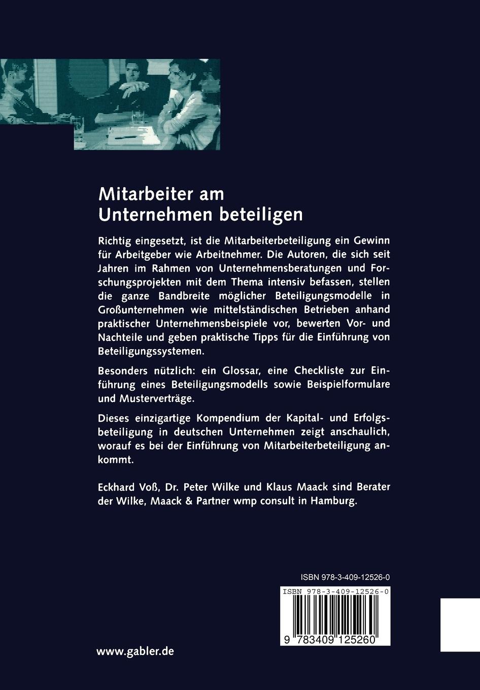 Rückseite: 9783409125260 | Mitarbeiter am Unternehmen beteiligen | Eckhard Voß (u. a.) | Buch