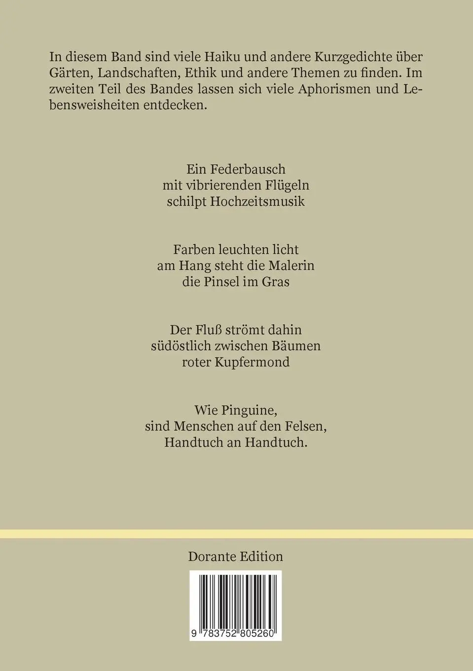 Rückseite: 9783752805260 | Schwalben am Teichufer | Haiku und andere Kurzgedichte, Aphorismen