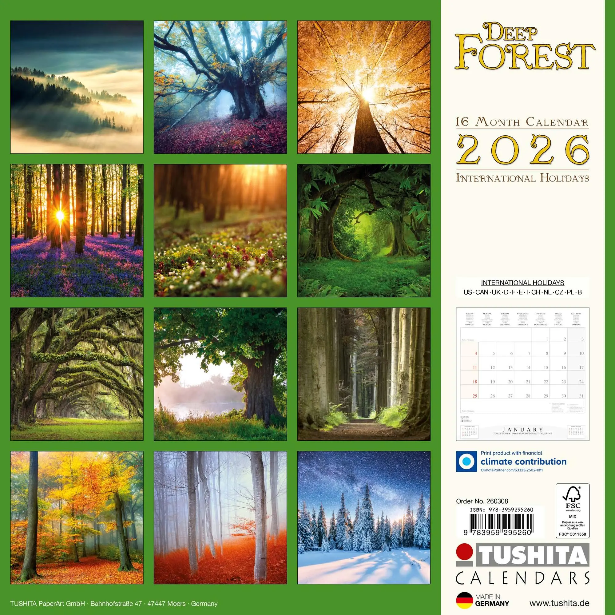 Rückseite: 9783959295260 | Deep Forest 2026 | Kalender 2026 | Kalender | Wonderful World | 28 S.