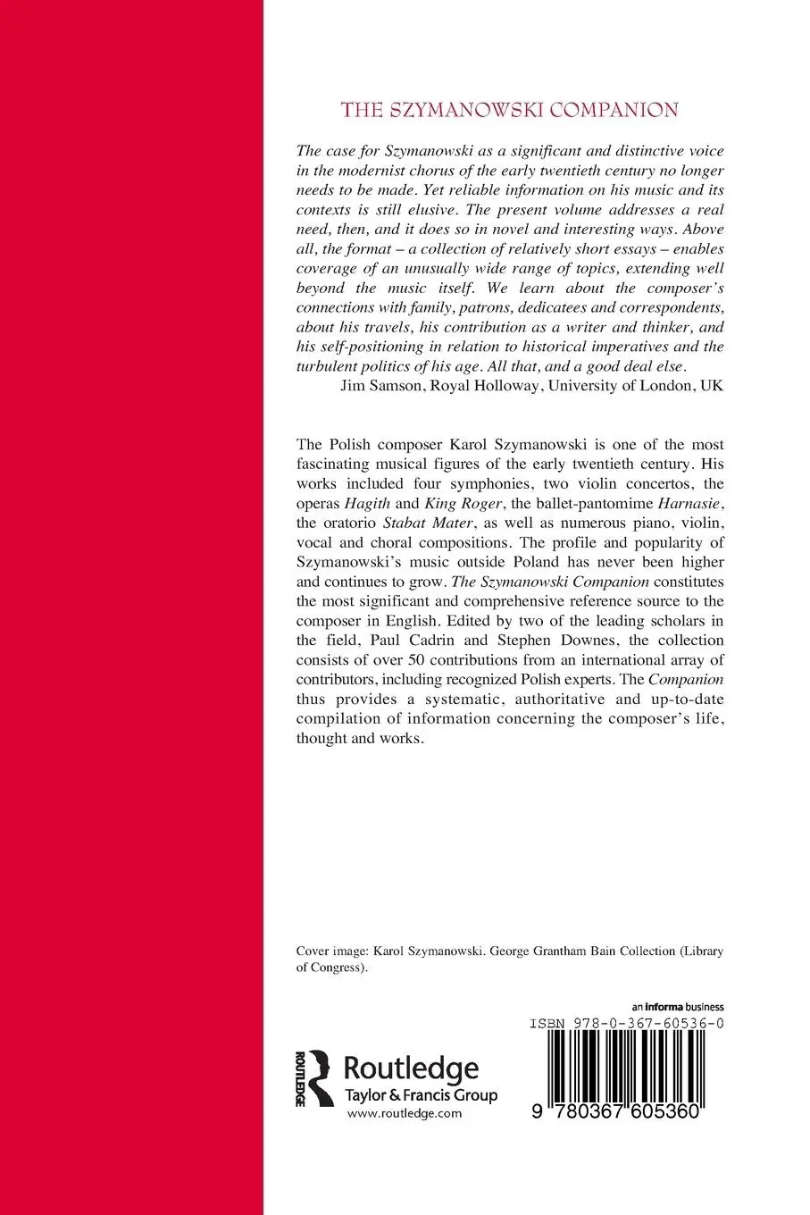 Rückseite: 9780367605360 | The Szymanowski Companion | Stephen Downes | Taschenbuch | Englisch