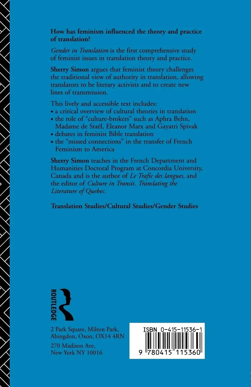 Rückseite: 9780415115360 | Gender in Translation | Sherry Simon | Taschenbuch | Englisch | 1996