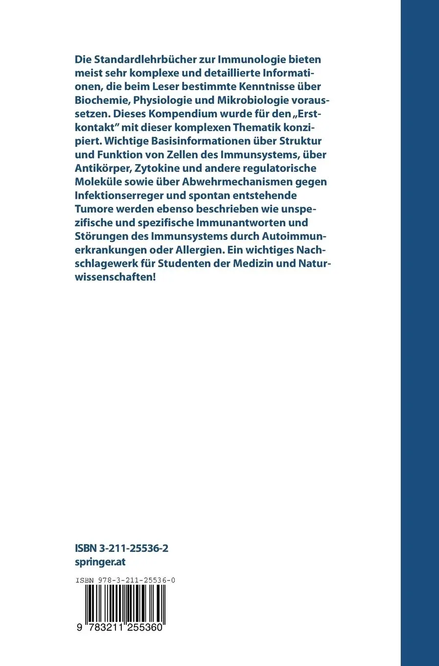 Rückseite: 9783211255360 | Kompendium der Immunologie | Grundlagen und Klinik | Ferencik (u. a.)