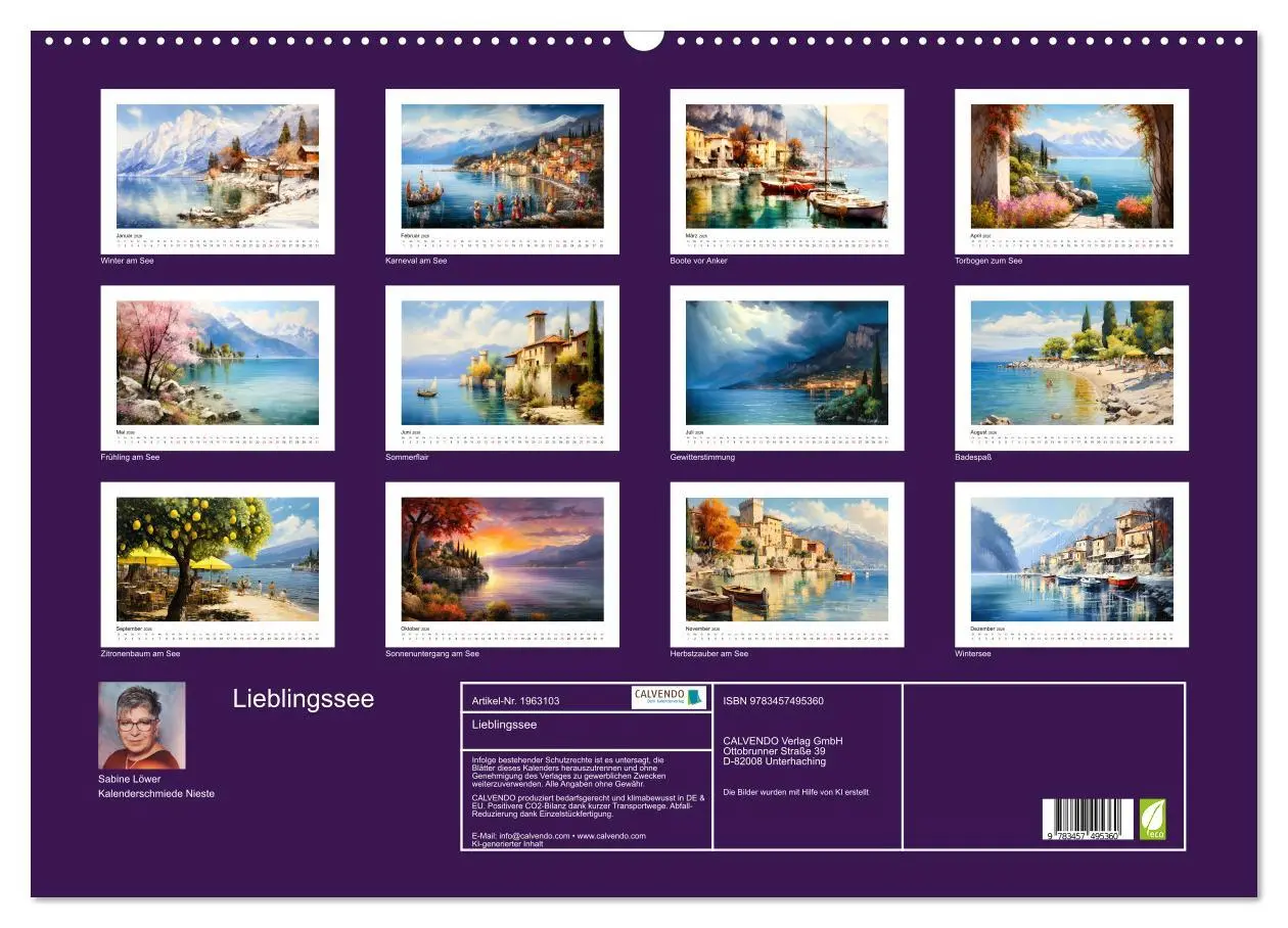 Bild: 9783457495360 | Lieblingssee (Wandkalender 2026 DIN A2 quer), CALVENDO Monatskalender