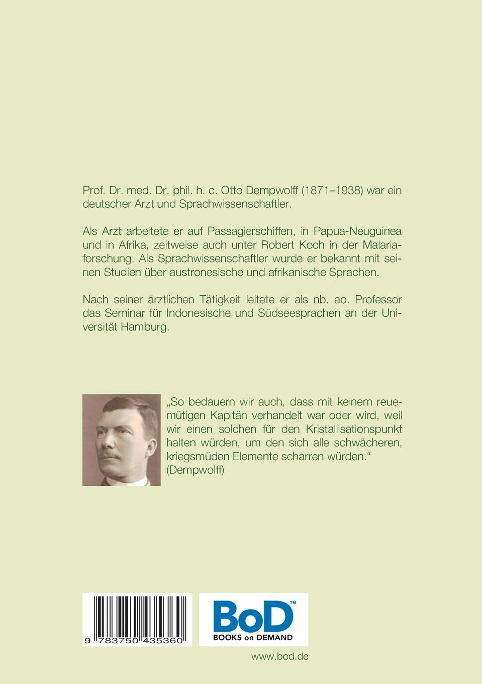 Rückseite: 9783750435360 | Tagebücher aus Südwestafrika 1904-1905 | Otto Dempwolff | Taschenbuch