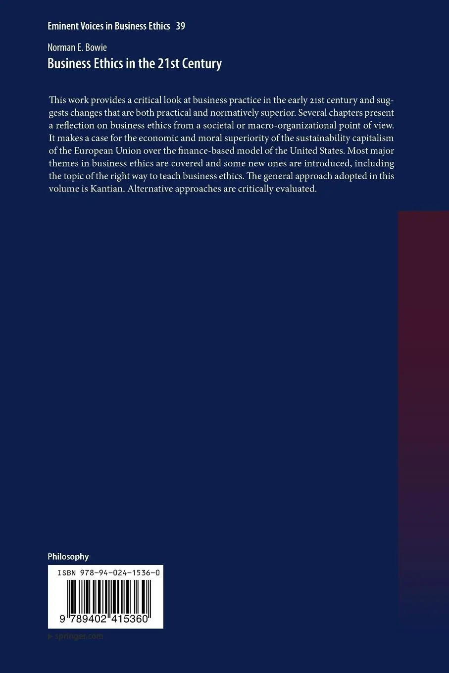 Rückseite: 9789402415360 | Business Ethics in the 21st Century | Norman Bowie | Taschenbuch