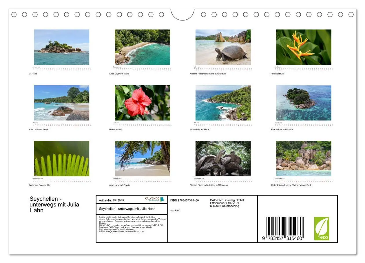 Bild: 9783457315460 | Seychellen - unterwegs mit Julia Hahn (Wandkalender 2026 DIN A4...