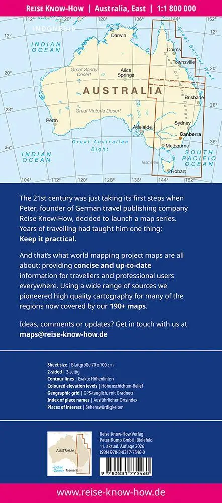 Bild: 9783831775460 | Reise Know-How Landkarte Australien, Ost Australia, East (1:1.800.000)