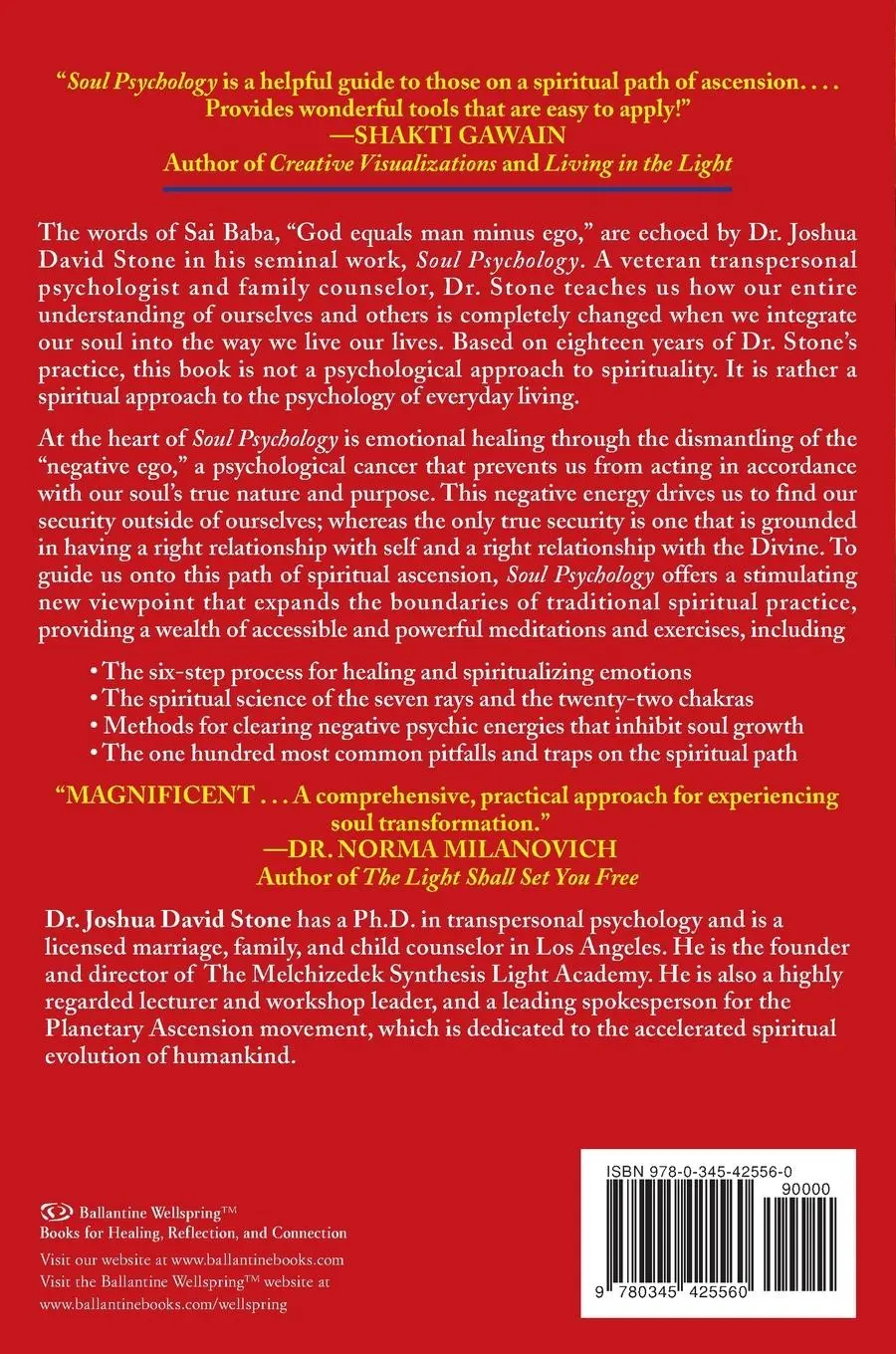 Rückseite: 9780345425560 | Soul Psychology | Joshua David Stone | Taschenbuch | Englisch | 1999