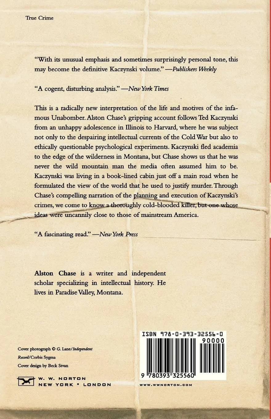 Rückseite: 9780393325560 | A Mind for Murder | Alston Chase | Taschenbuch | Englisch | 2004