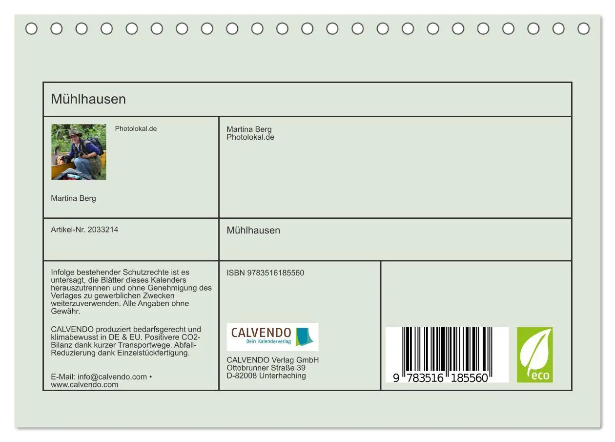 Bild: 9783516185560 | Mühlhausen (Tischkalender 2026 DIN A5 quer), CALVENDO Monatskalender