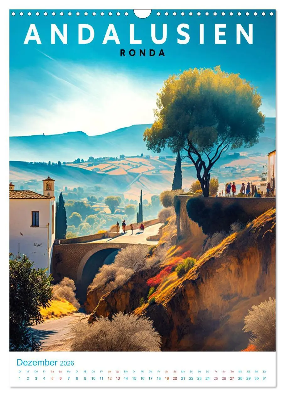 Bild: 9783516325560 | Andalusien - Old School Poster Style (Wandkalender 2026 DIN A3...