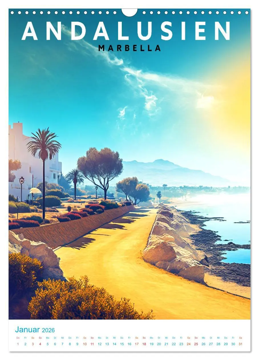 Bild: 9783516325560 | Andalusien - Old School Poster Style (Wandkalender 2026 DIN A3...