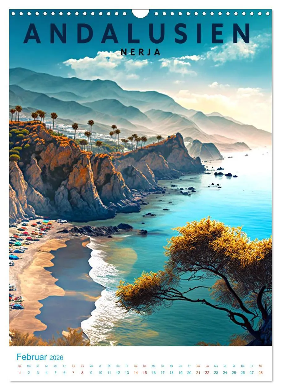 Bild: 9783516325560 | Andalusien - Old School Poster Style (Wandkalender 2026 DIN A3...