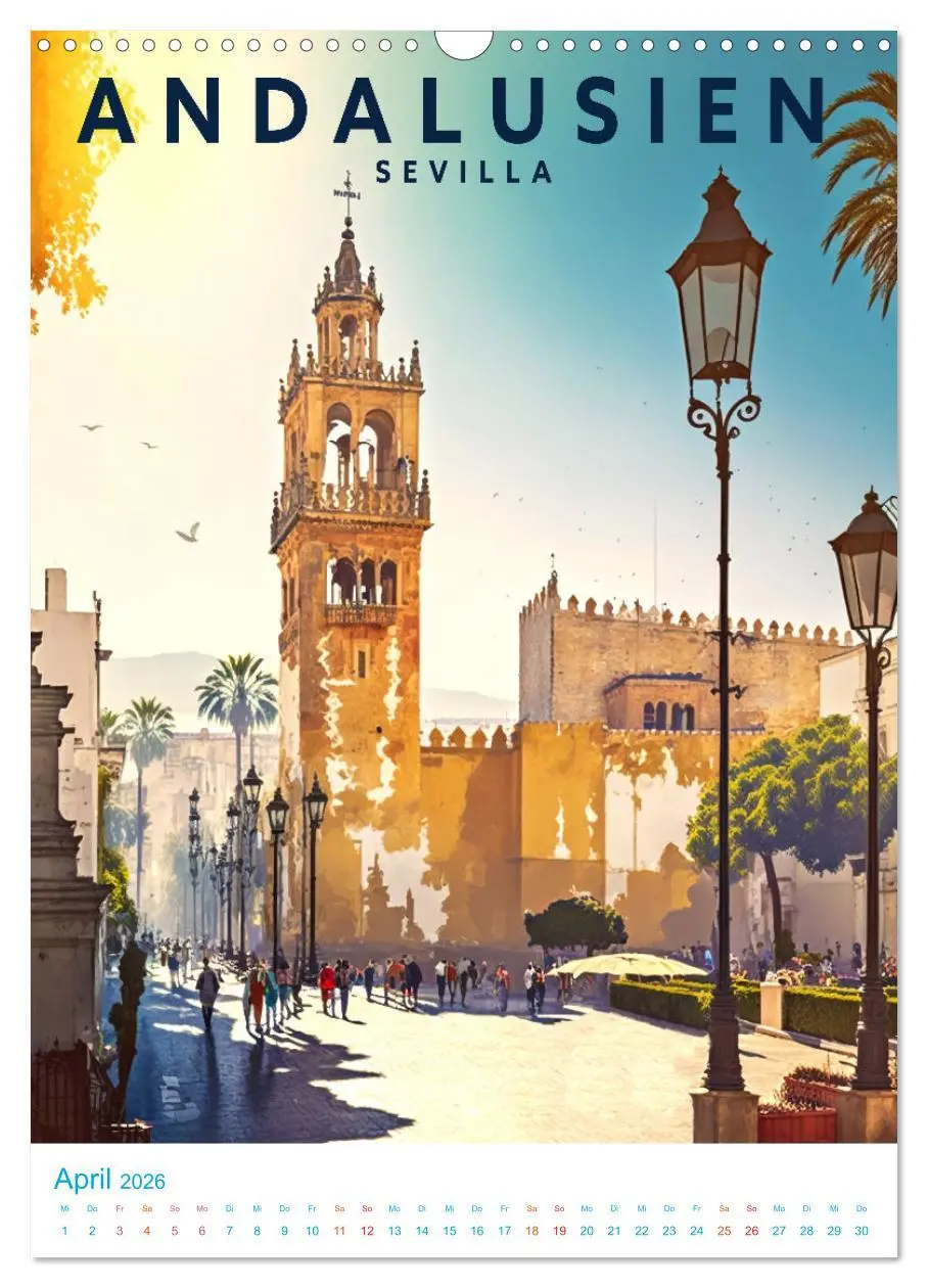 Bild: 9783516325560 | Andalusien - Old School Poster Style (Wandkalender 2026 DIN A3...