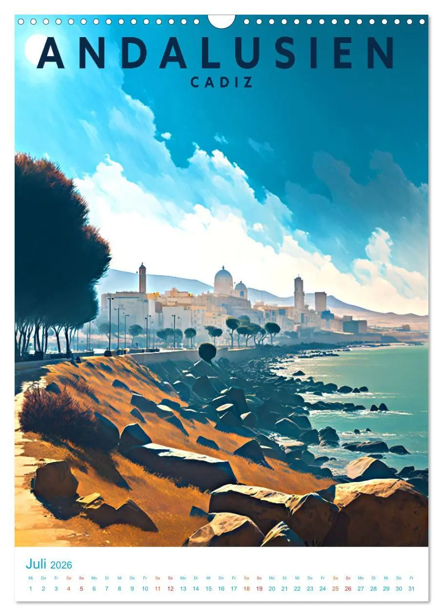 Bild: 9783516325560 | Andalusien - Old School Poster Style (Wandkalender 2026 DIN A3...