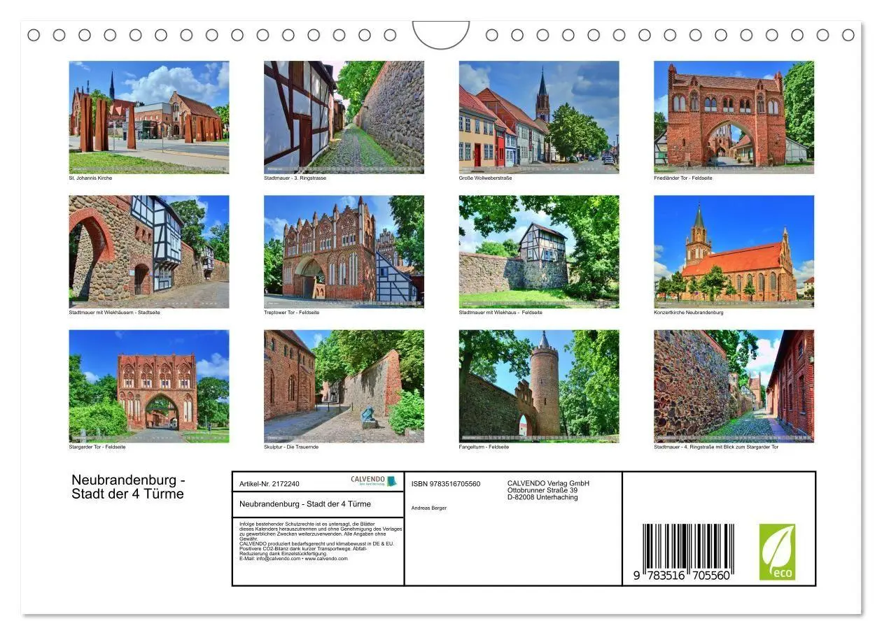 Bild: 9783516705560 | Neubrandenburg - Stadt der 4 Türme (Wandkalender 2026 DIN A4 quer),...