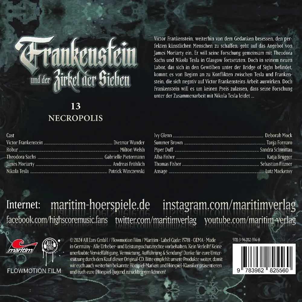 Bild: 9783962825560 | Frankenstein - Necropolis, 1 Audio-CD | Dietmar Wunder (u. a.) | CD