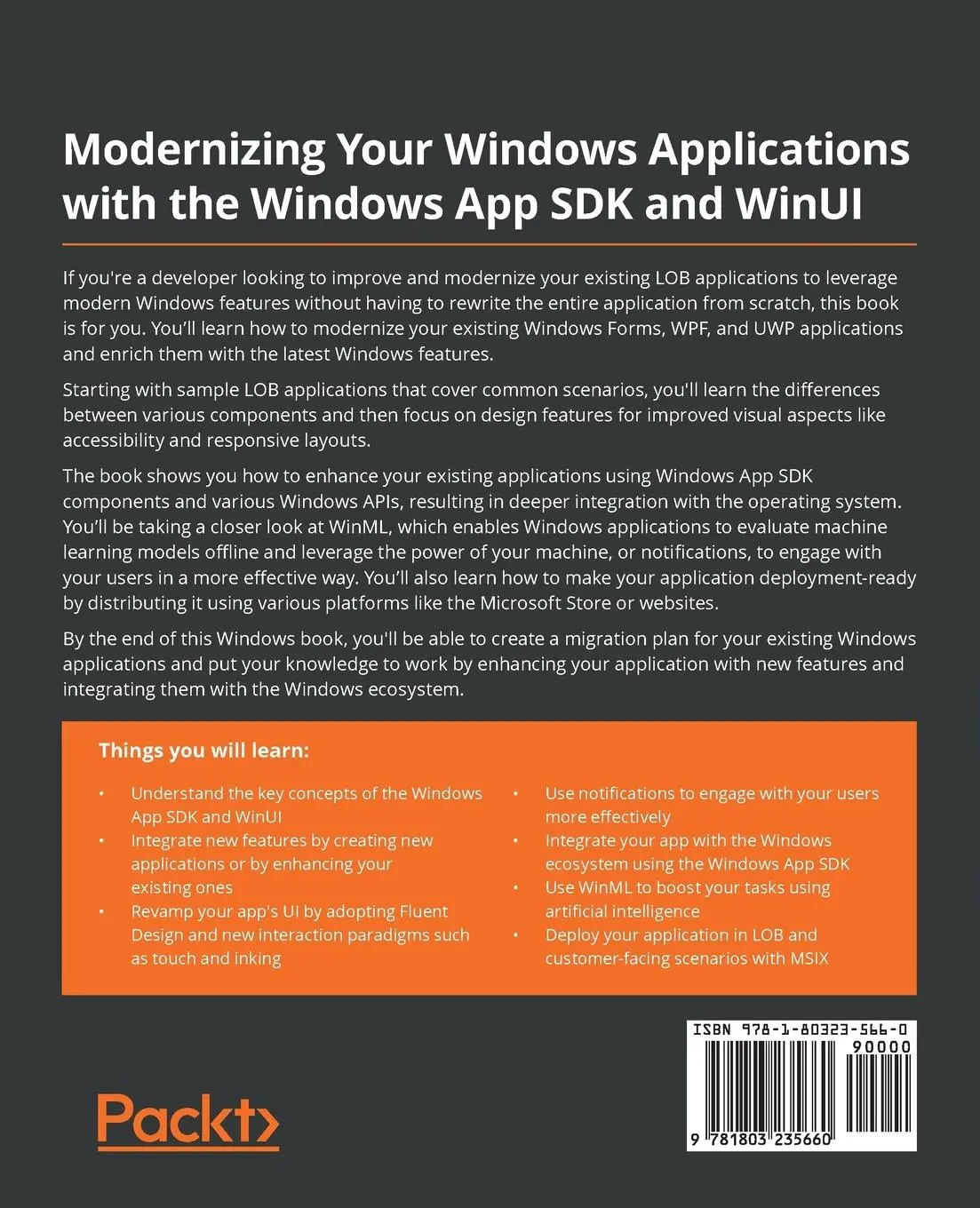 Rückseite: 9781803235660 | Modernizing Your Windows Applications with the Windows App SDK and...