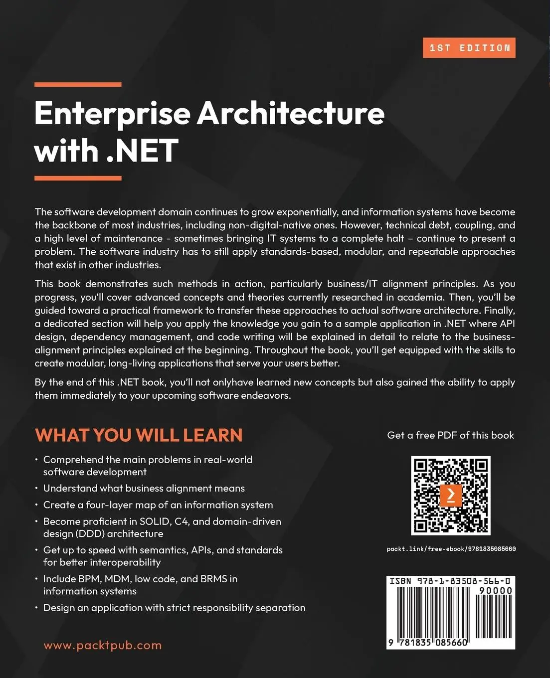 Rückseite: 9781835085660 | Enterprise Architecture with .NET | Jean-Philippe Gouigoux | Buch