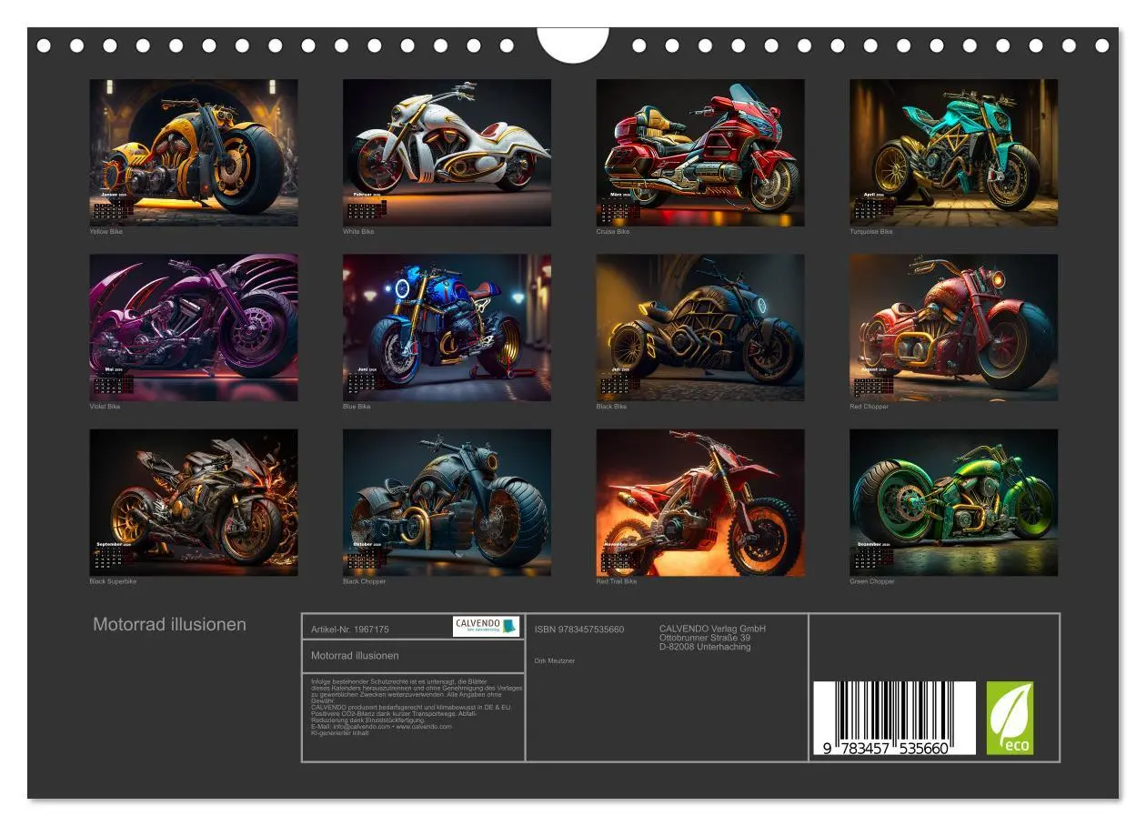 Bild: 9783457535660 | Motorrad illusionen (Wandkalender 2026 DIN A4 quer), CALVENDO...