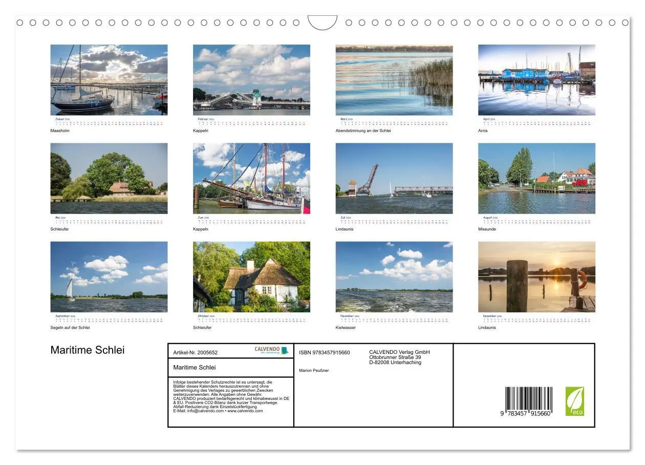 Bild: 9783457915660 | Maritime Schlei (Wandkalender 2026 DIN A3 quer), CALVENDO...