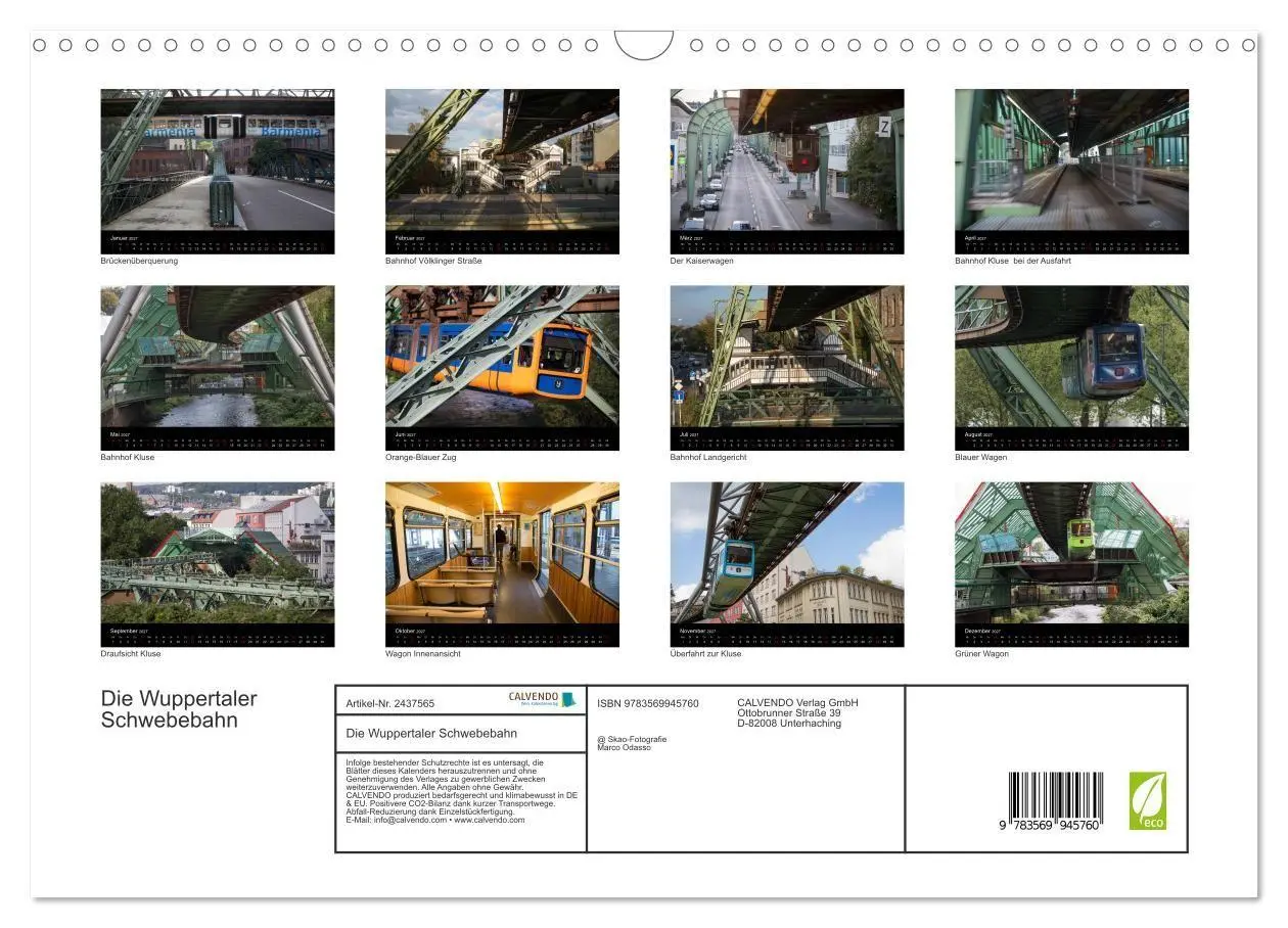 Bild: 9783569945760 | Die Wuppertaler Schwebebahn (Wandkalender 2027 DIN A3 quer),...
