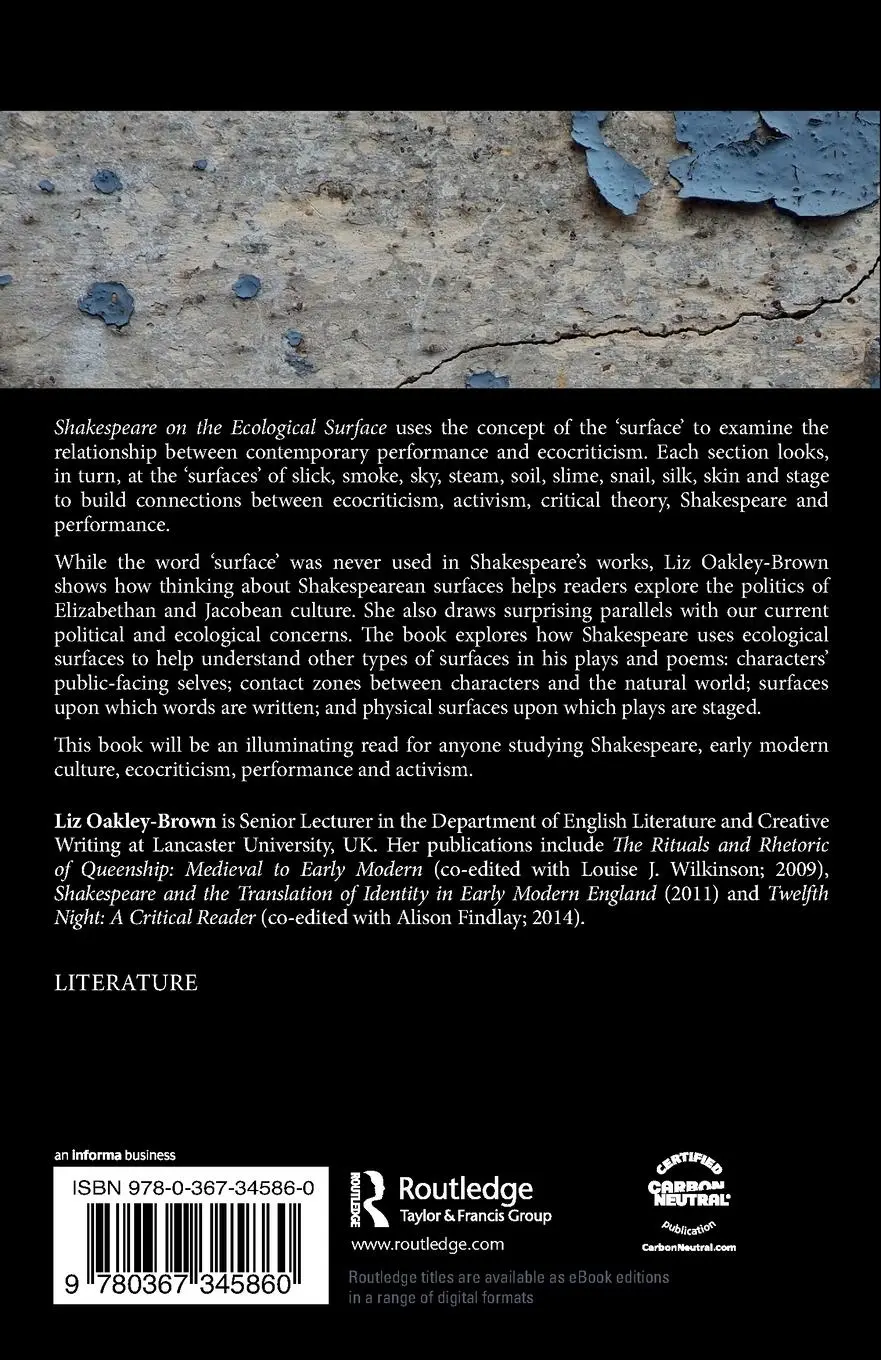 Rückseite: 9780367345860 | Shakespeare on the Ecological Surface | Liz Oakley-Brown | Taschenbuch