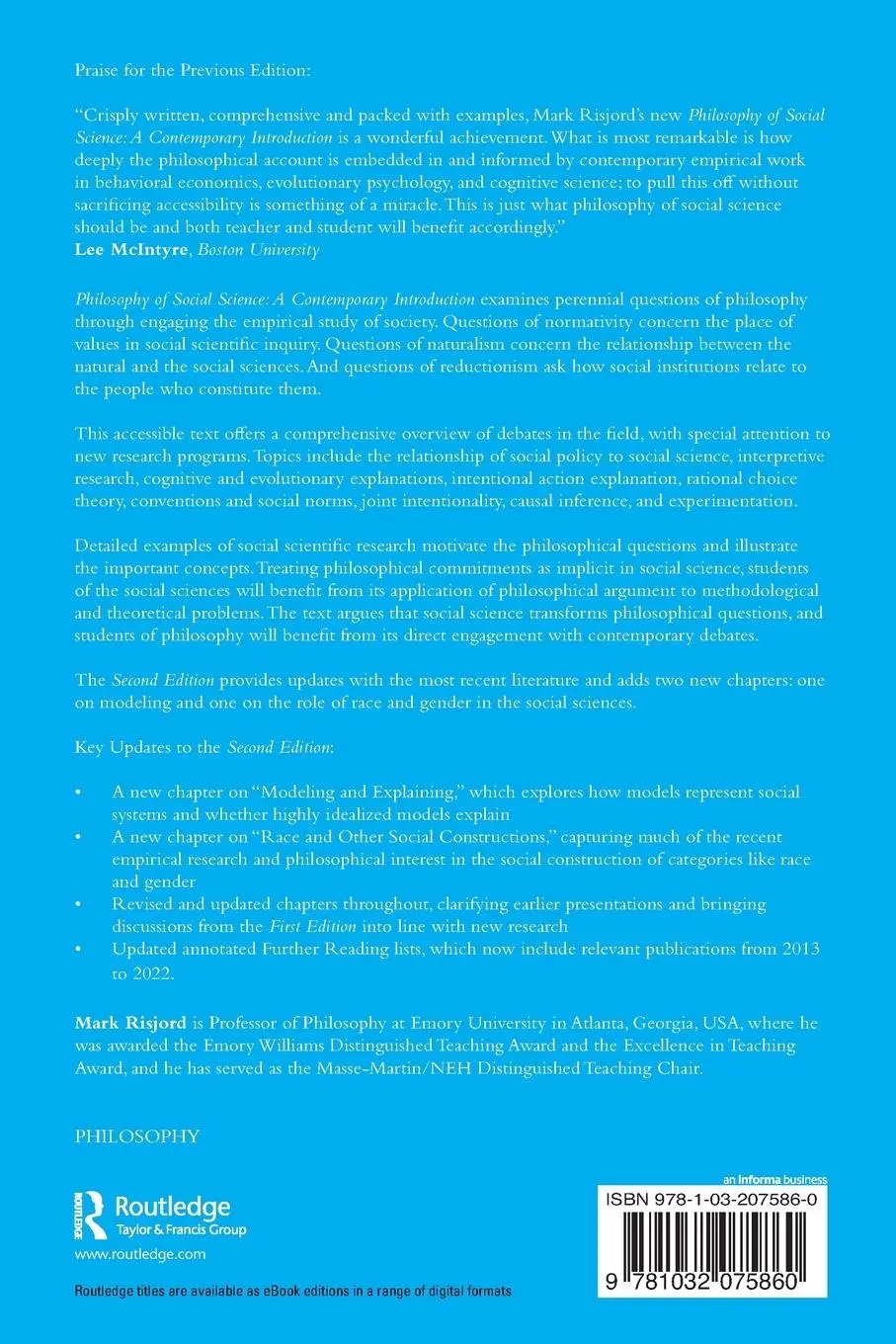 Rückseite: 9781032075860 | Philosophy of Social Science | A Contemporary Introduction | Risjord