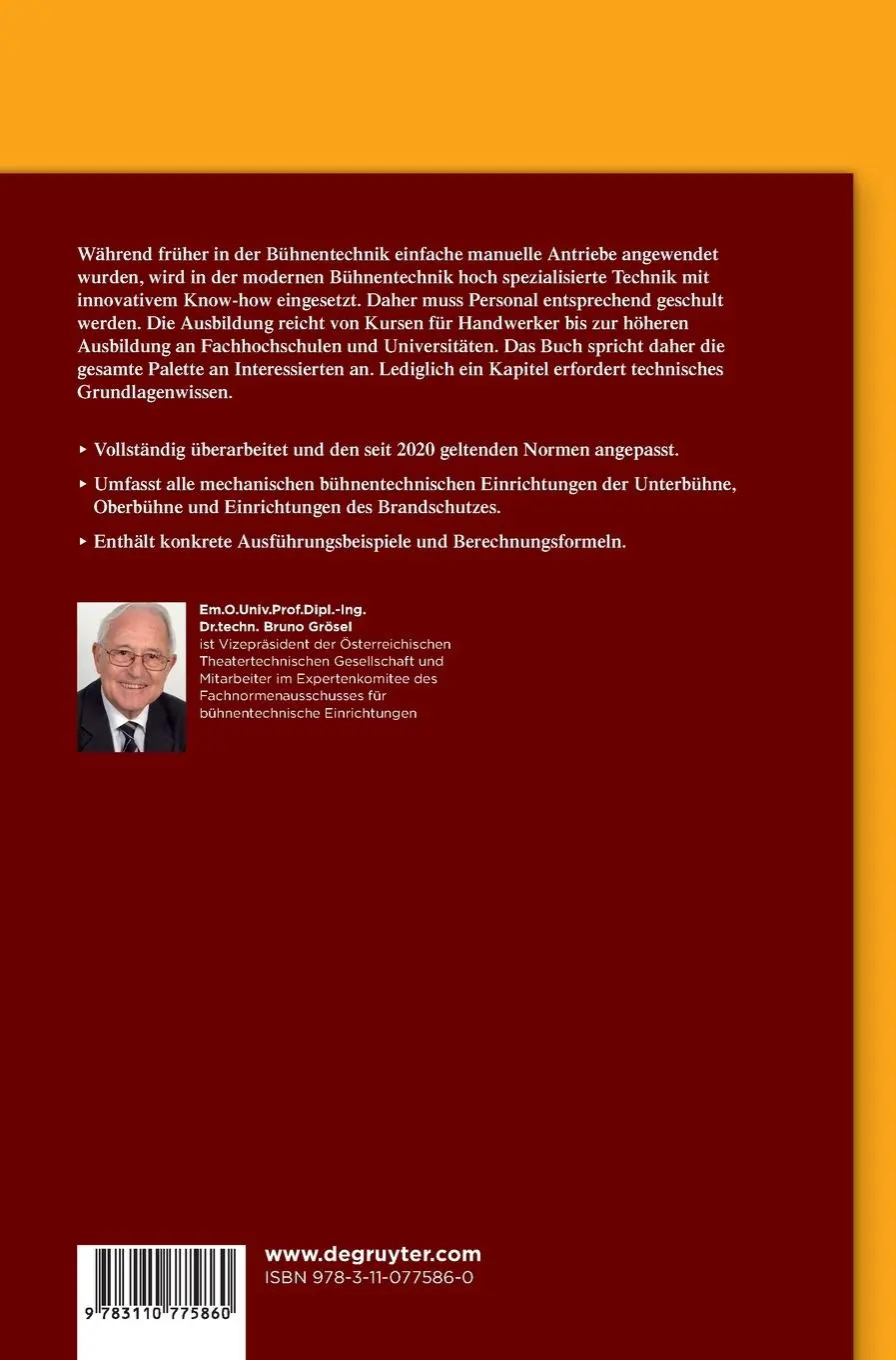 Rückseite: 9783110775860 | Bühnentechnik | Mechanische Einrichtungen | Bruno Grösel | Buch | X