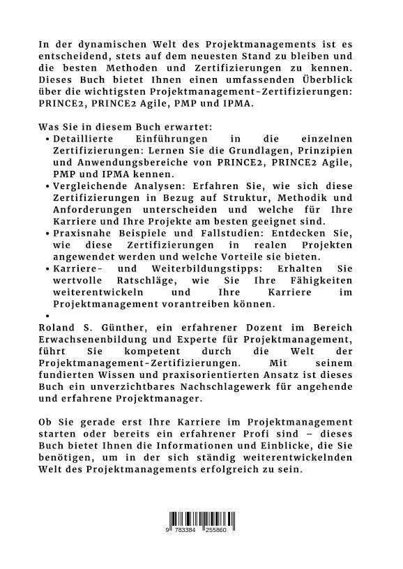 Rückseite: 9783384255860 | Projektmanagement- Zertifizierungen im Überblick | Roland S. Günther