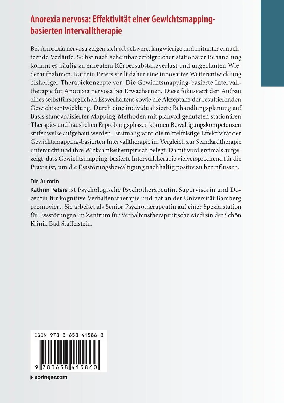 Rückseite: 9783658415860 | Anorexia nervosa: Effektivität einer Gewichtsmapping-basierten...